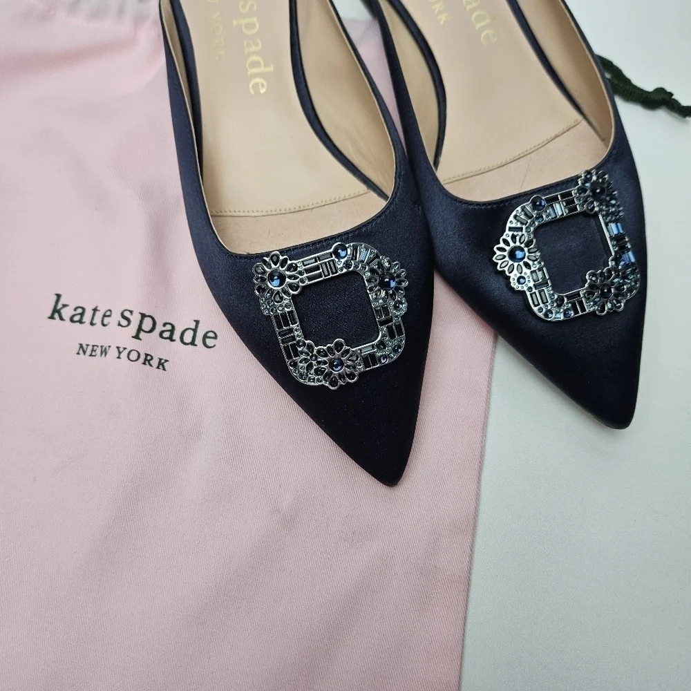 Kate spade flats blue buckle up